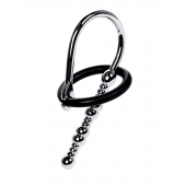 Серебристый уретральный плаг-бусины TOYFA Metal с мягким фиксириющим кольцом - ToyFa - купить с доставкой в Уссурийске