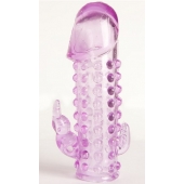 Закрытая фиолетовая насадка с 2 отростками - 13 см. - Toyfa Basic - в Уссурийске купить с доставкой