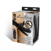 Полый страпон с двумя отростками и вибрацией Unisex Vibrating Hollow Strap-On Double Penetrating Dildo - 17,8 см. - Lux Fetish - купить с доставкой в Уссурийске