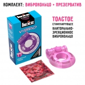 Фиолетовое эрекционное виброкольцо Luxe VIBRO  Бешеная гейша  + презерватив - Luxe - в Уссурийске купить с доставкой
