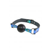 Кляп-шарик на чёрно-синих ремешках - Sitabella - купить с доставкой в Уссурийске