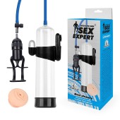 Прозрачная вакуумная вибропомпа Sex Expert с насадкой-вагиной - Sex Expert - в Уссурийске купить с доставкой