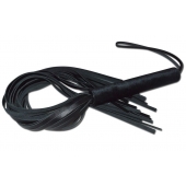 Чёрная кожаная плеть с жесткой ручкой - 63 см. - Sitabella - купить с доставкой в Уссурийске