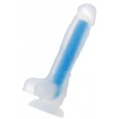 Прозрачно-синий фаллоимитатор, светящийся в темноте, Steve Glow - 20 см. - ToyFa купить с доставкой в интернет-магазине Orgasmix в Уссурийске Прозрачно-синий фаллоимитатор, светящийся в темноте, Steve Glow - 20 см. - ToyFa