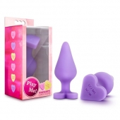 Фиолетовая анальная пробка Naughty Candy Heart Do Me Now - 8,9 см. - Blush Novelties - купить с доставкой в Уссурийске