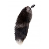 Серебристая металлическая анальная втулка с хвостом чернобурой лисы - размер S - ToyFa - купить с доставкой в Уссурийске