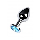 Серебристая конусовидная анальная пробка с голубым кристаллом - 8 см. - ToyFa - купить с доставкой в Уссурийске