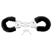 Меховые чёрные наручники Beginner s Furry Cuffs - Pipedream - купить с доставкой в Уссурийске
