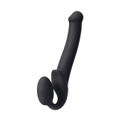Черный безремневой страпон Silicone Bendable Strap-On M - Strap-on-me - купить с доставкой в Уссурийске