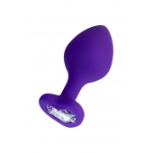 Фиолетовая анальная втулка Diamond Heart с прозрачным кристаллом - 8 см. - ToyFa - купить с доставкой в Уссурийске