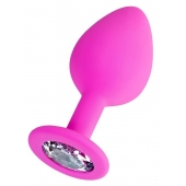 Розовая анальная втулка Brilliant с прозрачным кристаллом - 8 см. - ToyFa - купить с доставкой в Уссурийске