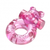 Розовое эрекционное виброкольцо на пенис Pink Bear - Baile - в Уссурийске купить с доставкой