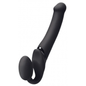 Черный безремневой вибрострапон Silicone Bendable Strap-On M - Strap-on-me - купить с доставкой в Уссурийске