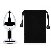 Серебристая анальная пробка с прозрачным стразом - 7,2 см. - Anal Jewelry Plug - купить с доставкой в Уссурийске