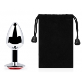 Серебристая анальная пробка с красным стразом - 7,2 см. - Anal Jewelry Plug - купить с доставкой в Уссурийске