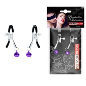 Оригинальные зажимы на соски с фиолетовыми шариками - Notabu - купить с доставкой в Уссурийске