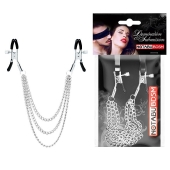 Оригинальные зажимы на соски с тройной цепочкой - Notabu - купить с доставкой в Уссурийске