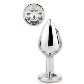 Серебристая анальная втулка с прозрачным кристаллом - 7,1 см. - Dream Toys - купить с доставкой в Уссурийске