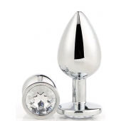 Серебристая анальная втулка с прозрачным кристаллом - 7,1 см. - Dream Toys - купить с доставкой в Уссурийске