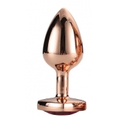 Золотистая анальная втулка с кристаллом-сердечком розового цвета - 7,1 см. - Dream Toys - купить с доставкой в Уссурийске