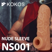 Телесная открытая насадка-реалистик с подхватом мошонки Nude Sleeve M - 12 см. - KOKOS - в Уссурийске купить с доставкой