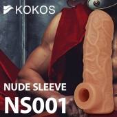 Телесная открытая насадка-реалистик с подхватом мошонки Nude Sleeve L - 14 см. - KOKOS - в Уссурийске купить с доставкой