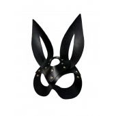 Черная кожаная маска зайки Miss Bunny - БДСМ Арсенал - купить с доставкой в Уссурийске