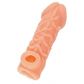 Телесная закрытая насадка с венками Cock Sleeve Size S - 13,8 см. - KOKOS - в Уссурийске купить с доставкой