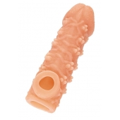 Телесная закрытая насадка с пучками шишечек Cock Sleeve Size S - 13,8 см. - KOKOS - в Уссурийске купить с доставкой