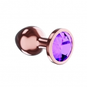 Пробка цвета розового золота с фиолетовым кристаллом Diamond Amethyst Shine S - 7,2 см. - Lola Games - купить с доставкой в Уссурийске