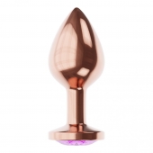 Пробка цвета розового золота с фиолетовым кристаллом Diamond Amethyst Shine S - 7,2 см. - Lola Games - купить с доставкой в Уссурийске