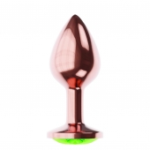 Пробка цвета розового золота с лаймовым кристаллом Diamond Emerald Shine S - 7,2 см. - Lola Games - купить с доставкой в Уссурийске