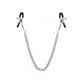 Зажимы для сосков с фиолетовой цепочкой Sweet Caress Nipple Chain - Sweet Caress - купить с доставкой в Уссурийске