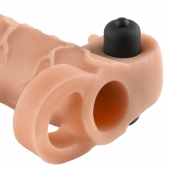 Телесная вибронасадка с кольцом Vibrating Real Feel 2 Extension - 16 см. - Pipedream - в Уссурийске купить с доставкой