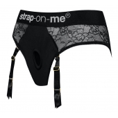 Черные трусики для насадок Diva Lingerie Harness - size M - Strap-on-me - купить с доставкой в Уссурийске