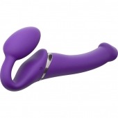 Фиолетовый безремневой вибрострапон Vibrating Bendable Strap-On - size L - Strap-on-me - купить с доставкой в Уссурийске