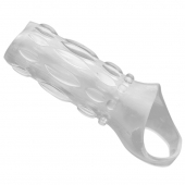 Насадка на пенис с кольцом для мошонки Clear Sensations Enhancer Sex Sleeve - 11,5 см. - XR Brands - в Уссурийске купить с доставкой