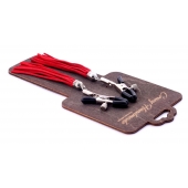 Металлические зажимы на соски с красными замшевыми кисточками - Crazy Handmade - купить с доставкой в Уссурийске