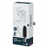 Черный мастурбатор с вибрацией Power Masturbator - Satisfyer - в Уссурийске купить с доставкой