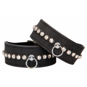 Черные наручники Diamond Studded Wrist Cuffs - Shots Media BV - купить с доставкой в Уссурийске