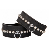 Черные поножи Diamond Studded Ankle Cuffs - Shots Media BV - купить с доставкой в Уссурийске