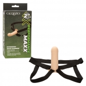 Телесный фаллопротез из силикона Extension with Harness - 15,75 см. - California Exotic Novelties - купить с доставкой в Уссурийске