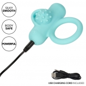 Аквамариновое эрекционное виброкольцо Silicone Rechargeable Nubby Lover’s Delight - California Exotic Novelties - в Уссурийске купить с доставкой