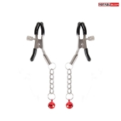 Серебристые зажимы на соски с шариками на цепочках - Notabu - купить с доставкой в Уссурийске