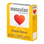 Презервативы с колечками и пупырышками Masculan Ribbed+Dotted - 3 шт. - Masculan - купить с доставкой в Уссурийске