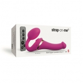 Ярко-розовый безремневой страпон Multi Orgasm Size S с клиторальной стимуляцией - Strap-on-me - купить с доставкой в Уссурийске