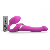 Ярко-розовый безремневой страпон Multi Orgasm Size S с клиторальной стимуляцией - Strap-on-me - купить с доставкой в Уссурийске