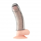 Текстурированная насадка на пенис Clear Textured Penis Enhancing Sleeve Extension - 16,5 см. - BlueLine - в Уссурийске купить с доставкой