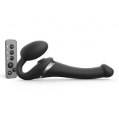 Черный безремневой страпон Multi Orgasm Size S с клиторальной стимуляцией - Strap-on-me - купить с доставкой в Уссурийске