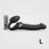 Черный безремневой страпон Multi Orgasm Size L с клиторальной стимуляцией - Strap-on-me - купить с доставкой в Уссурийске